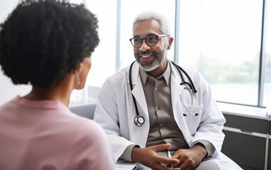 Doctor talking to a patient. Generative AI technology.