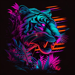 Naklejka na meble TIGER MODERN DESIGN, synthwave 80s style, stunning look, abstract art, unique illustration