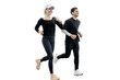 © muse studio - Friends running together fitness workout for cardio, transparent background, png, isolated.
