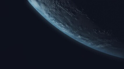 Wall Mural - Earth Sunrise from Space with Planet Slowly Rotating with View from Orbit with Dynamic Clouds and City Night Lights