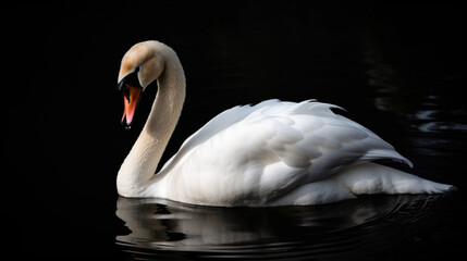 Poster - A graceful swan with elegant feathers and curved Generative AI 