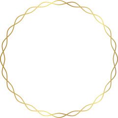 Wall Mural - round gold frame with zig zag line, png isolated on transparent background.