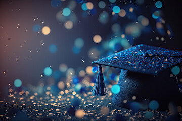 2023 graduation celebration background blur confetti. Illustration AI Generative