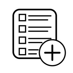 Add new task icon vector, icon of adding new file, add new task line icon on white background.