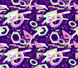 vectors of abstract seamless patterns in retro style backgrounds. Memphis