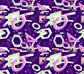 vectors of abstract seamless patterns in retro style backgrounds. Memphis