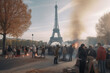 Demonstration and Riots in Paris France - AI Generated