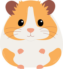 cute orange and white syrian hamster isolated on white background. vector flat illustration