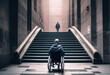 © AI_images - Man in a wheelchair with a staircase in the background. Generate Ai.