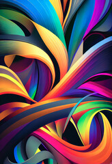 Poster - Abstract colorful background with curved lines, ai generation.