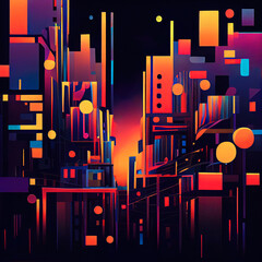 Wall Mural - abstract background with geometric shapes. illustration of a futuristic city, ai generation