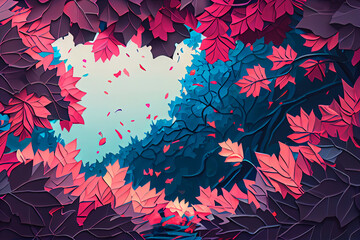 Aufkleber - Autumn background with colorful leaves, ai generation