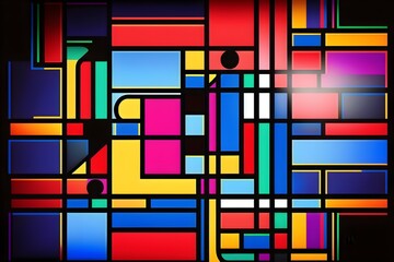 Wall Mural - Abstract background with colorful neon shapes, AI generated