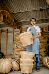 Wall Mural - portrait of male handicraft artist working at his shop