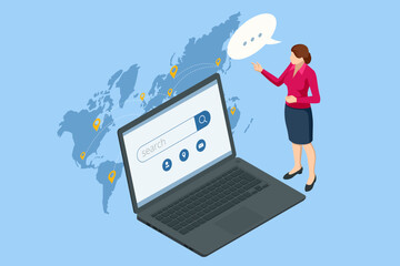 Isometric Search Online. Searching Browsing Internet, Data Information , Networking. Modern Menu for Sites and Apps. People Searching Job.