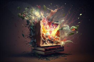 creativity spills out of a tv. Generative AI