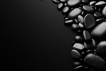 Aufkleber - Black small pebble stones with empty black space for background
