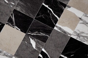 Wall Mural - Black marble floor texture background., created with generative ai