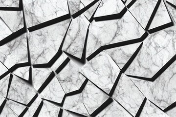 Wall Mural - White and black marble tile texture., created with generative ai