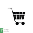 © Fourdoty - Shopping cart icon. Simple solid style for web template and app. Shop, retail, trolley, basket, bag, store. Black silhouette, glyph symbol. Vector illustration design on white background. EPS 10.
