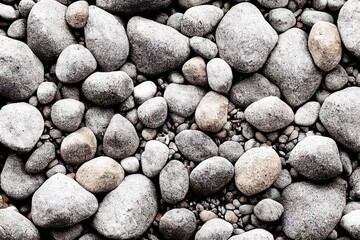 Canvas Print - texture of gravel stones on ground., created with generative ai