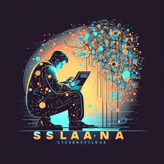 Computer programmer working on laptop with global business network, Data science technology and global internet network connection. software development, digital technology ,Cyber security network, 