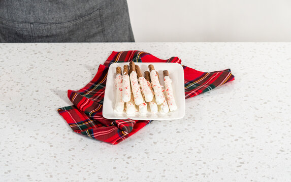 Wall Mural - Candy cane chocolate covered pretzel rods