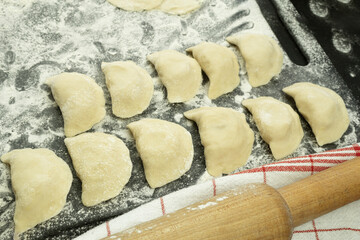 The process of making dumplings from dough