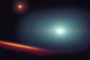Wall Mural - asteroid and planet surface view from orbit in cosmos background digital illustration., created with