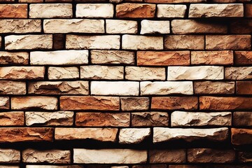 Wall Mural - old brickwork panoramic view to grunge brick wall., created with generative ai