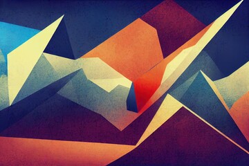 Poster - Abstract geometric shapes on colored background, modern design for templates., created with generative ai