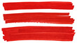 Set of red marker paint texture. Stroke isolated on transparent background