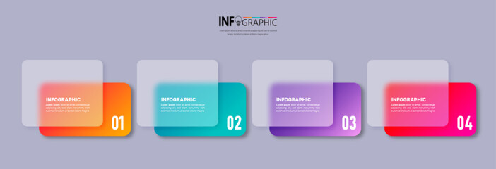 Wall Mural - Four steps business infographics template vector.	
