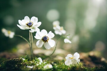 Wall Mural - Small wildflower flowers of extraordinary beauty., created with generative ai