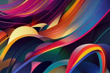 Poster - Colorful abstract background with modern curly pattern shape, template for design., created with generative ai