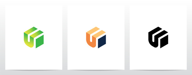 Wall Mural - Alphabet On Block Cube Letter Logo Design U