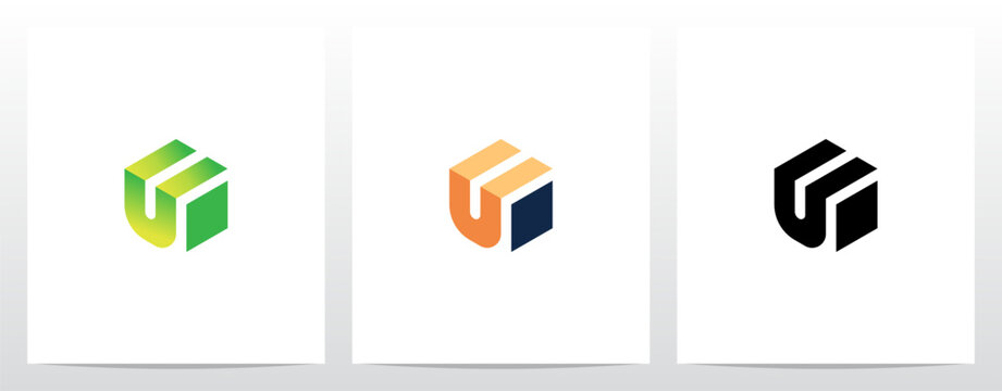 Alphabet On Block Cube Letter Logo Design U