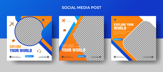 travel social media post design, travel banner, adventure social media post & travel promotion banne