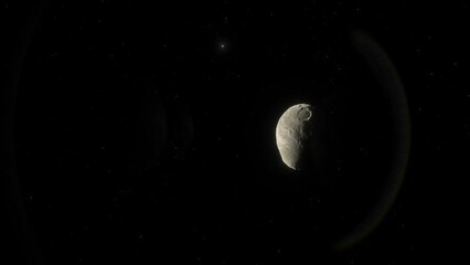 Wall Mural - Huge asteroid in the solar system. Potentially dangerous meteorite for the Earth and other planets of the solar system