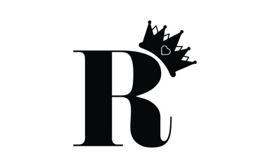 Letter R royal crown luxury logo design
