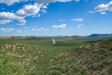 Sticker - Namibia, wild landscape with a dirt road 
