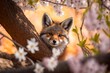Young red fox in the wild. Generative AI