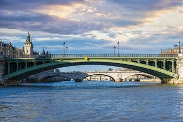 Wall Mural - Paris, the Seine, with the Arcole bridge