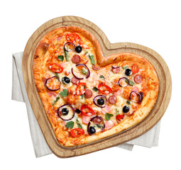 Pizza heart isolated. Png transparency