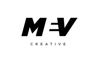 MEV letters negative space logo design. creative typography monogram vector	