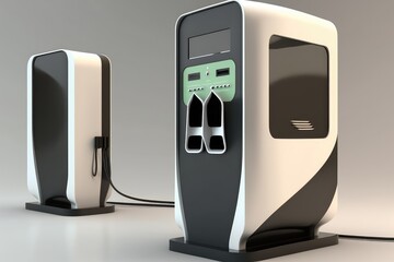 Canvas Print - electric car charging station with sleek and modern design, created with generative ai