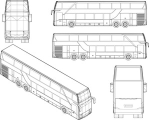 Wall Mural - Public bus transportation illustration vector sketch