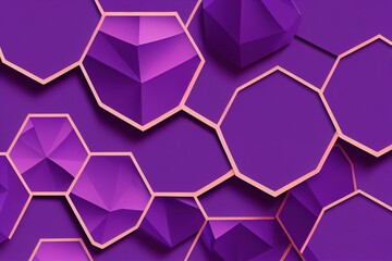 Sticker - Geometric background with purple hexagons and honeycomb structure.., created with generative ai