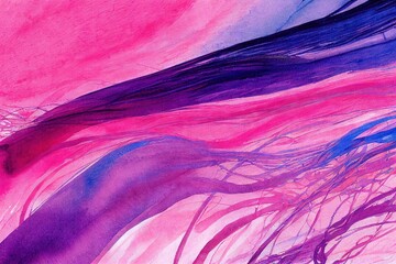 Sticker - Abstract wavy pink and purple watercolor strings background digital illustration., created with generative ai