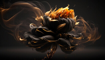 Abstract fluid ink flower. Generative AI